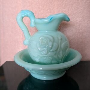 Avon Jadeite Pitcher And Bowl Set